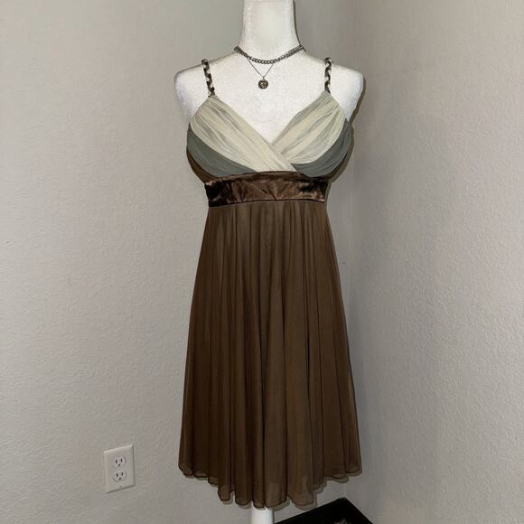 VTG Studio Y Y2K Dress Women's Medium Brown Fairy Tied Waist Braided Straps Boho - Picture 1 of 11